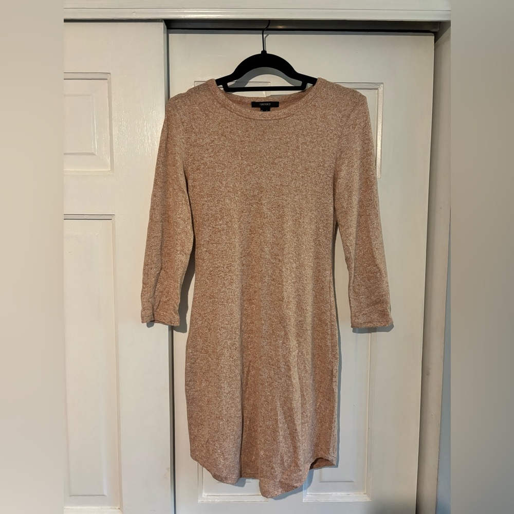 Forever 21 Tan Knit Half Sleeve Bodycon Dress - Size S